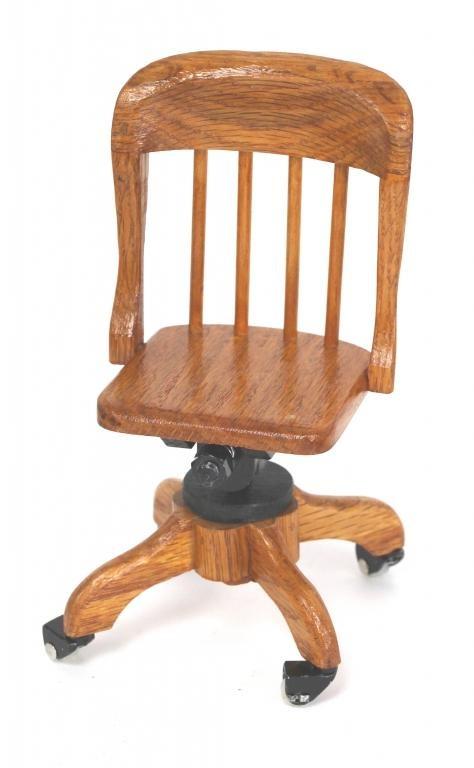 Miniature Rolling Oak Desk Chair